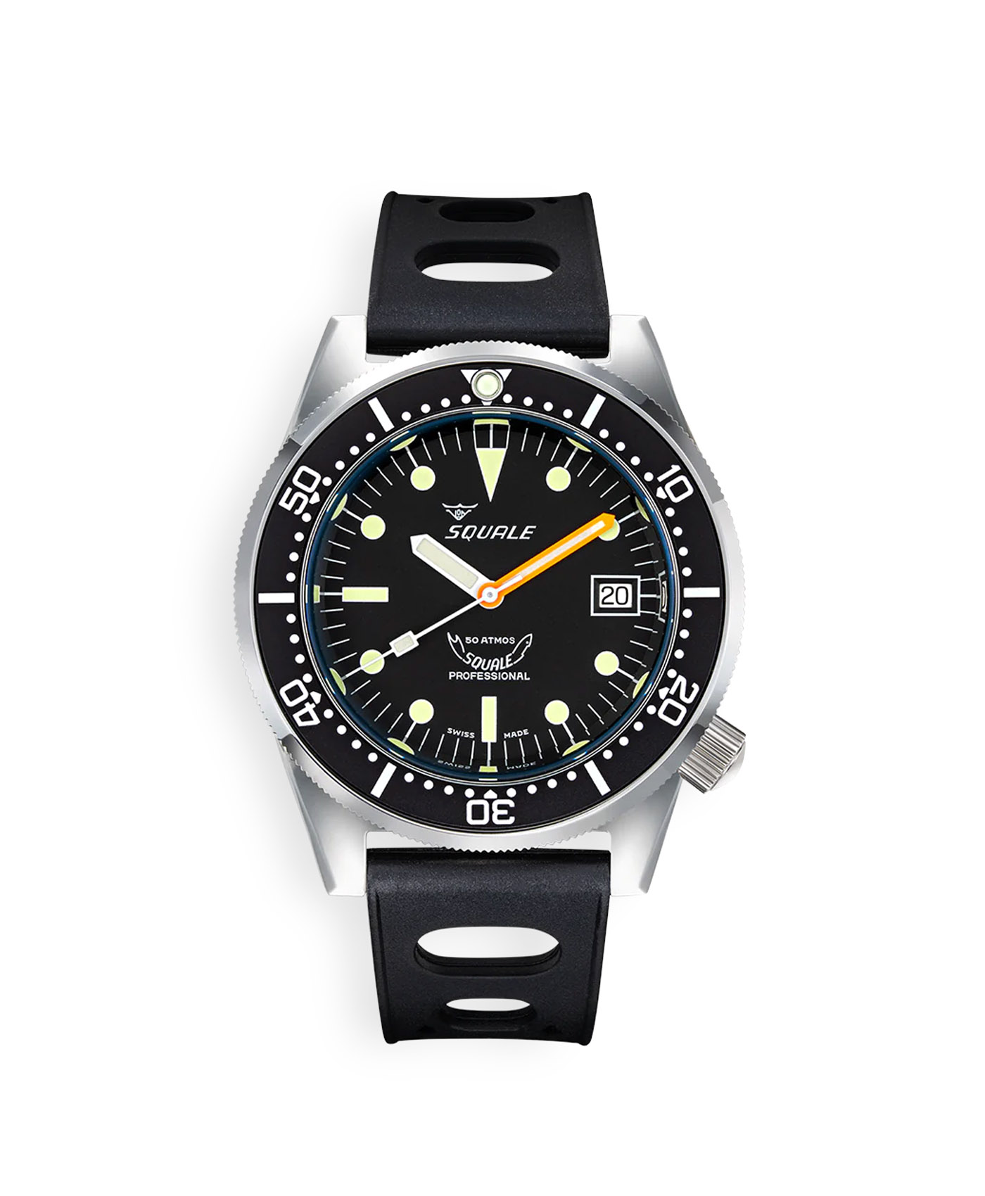 Squale-1521 Series-026-A-Polished-Black-RubberStrap