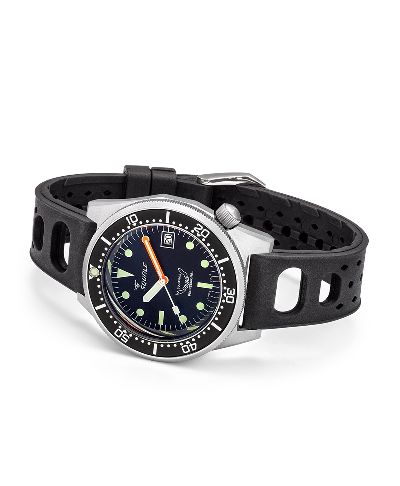 Squale-1521 Series-026-A-Sandblasted-Black-RubberStrap-side