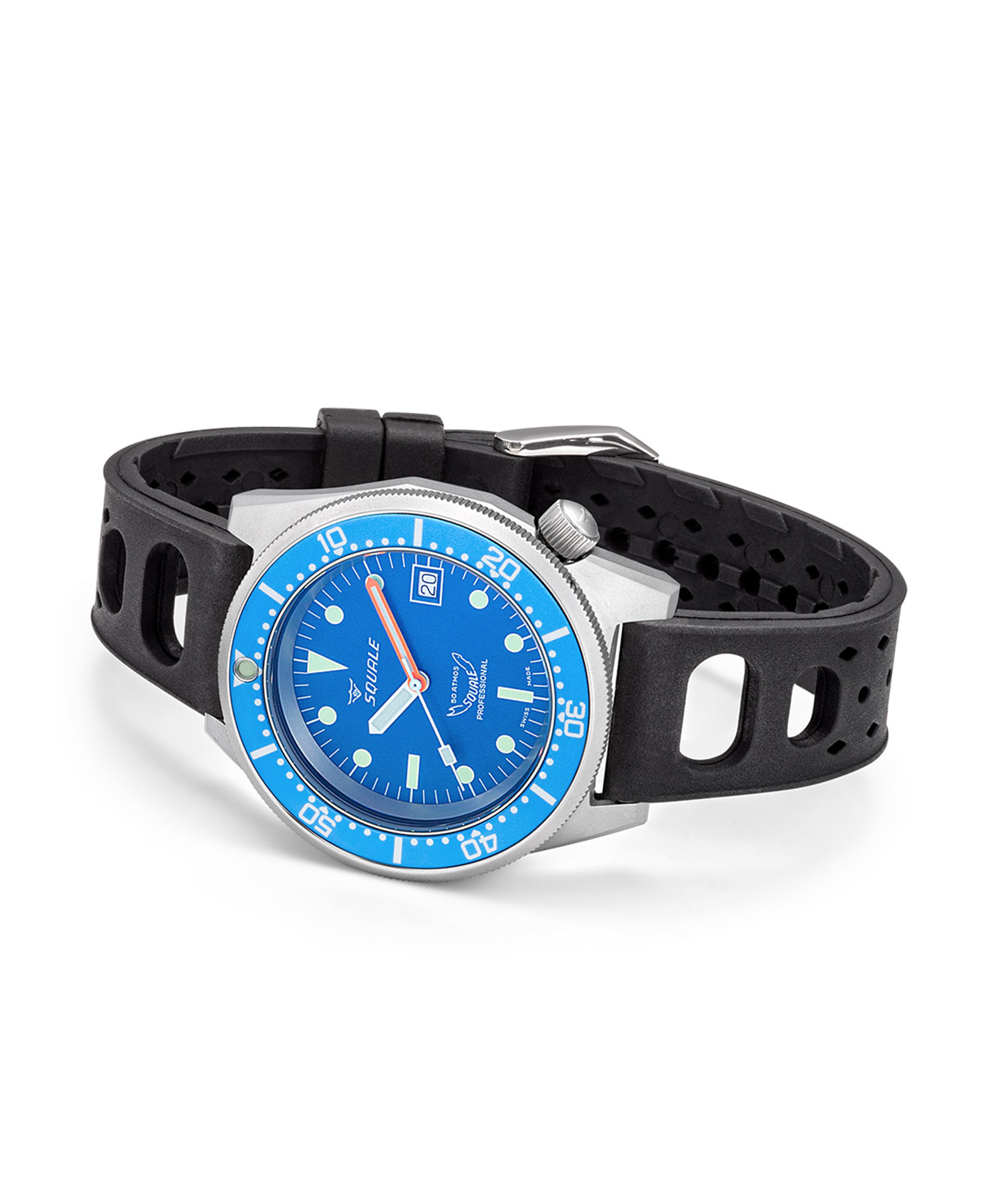 Squale-1521 Series-026-A-Sandblasted-Blue-RubberStrap-side