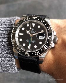 Rolex GMT Master II am schwarzen zweiteiligen NATO Uhrenarmband von Watchbandit