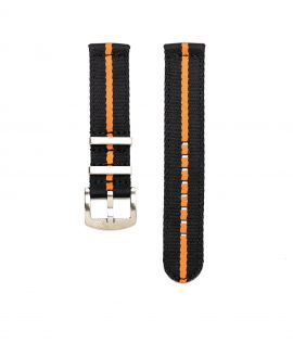 Orange Black striped two piece NATO Strap by Watchbandit