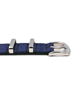 Premium 1.2 mm seat belt polished NATO Strap blue buckle by WatchBandit