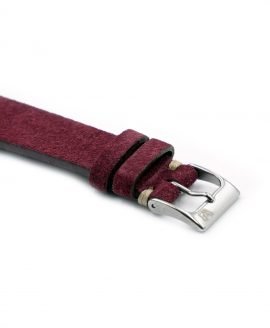 WB original premium suede watch strap burgundy bordeaux red side buckle