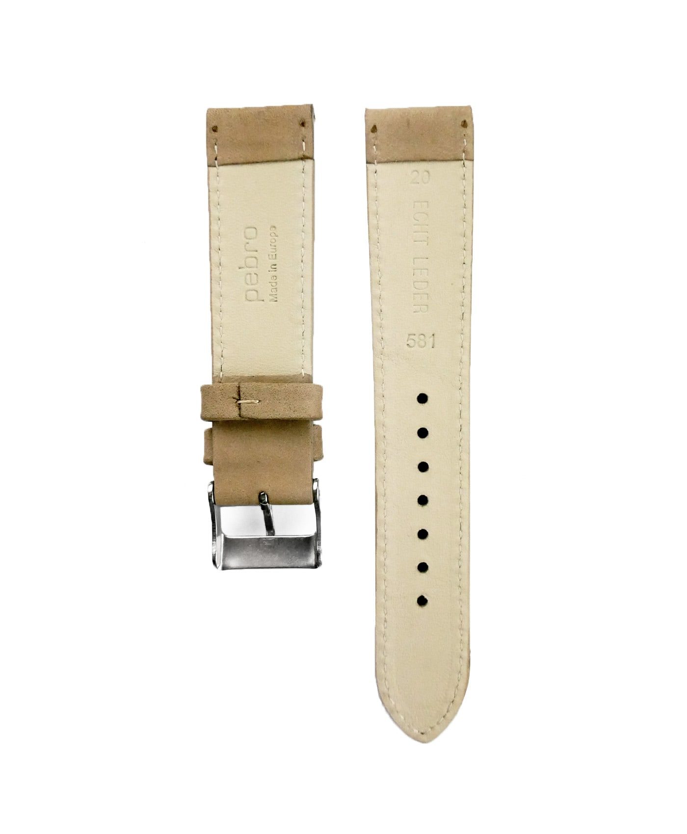 Pebro Premium Calfskin Watch Strap Sand/Beige No 581 back