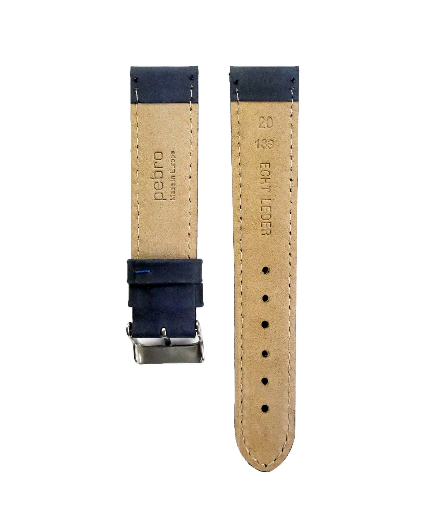 Pebro Premium Calfskin Watch Strap Blue No 189 back