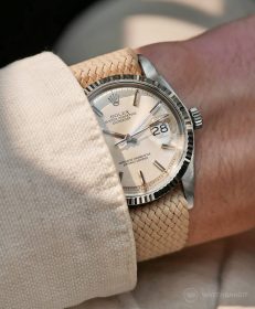 Rolex Datejust 36 Referenz 1601 an Perlon-Armband beige von WB Original