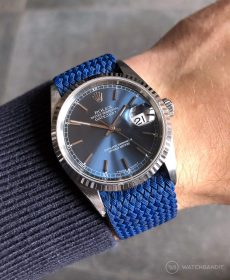 Rolex Datejust 36 Referenz 16234 an Perlon-Armband blau von WB Original