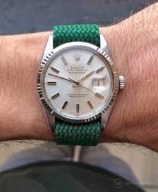 Rolex Datejust 36 Referenz 16014 an Perlon-Armband grün von WB Original