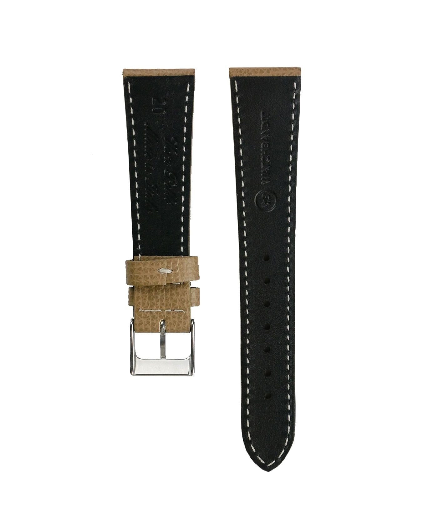 Textured calfskin leather watch strap beige back watchbandit
