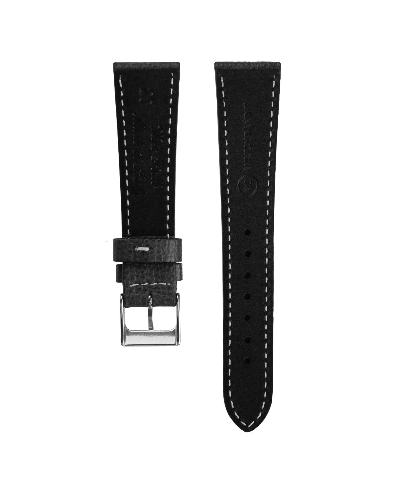Textured calfskin leather watch strap black back watchbandit