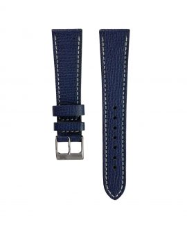 Textured calfskin leather watch strap night blue front watchbandit