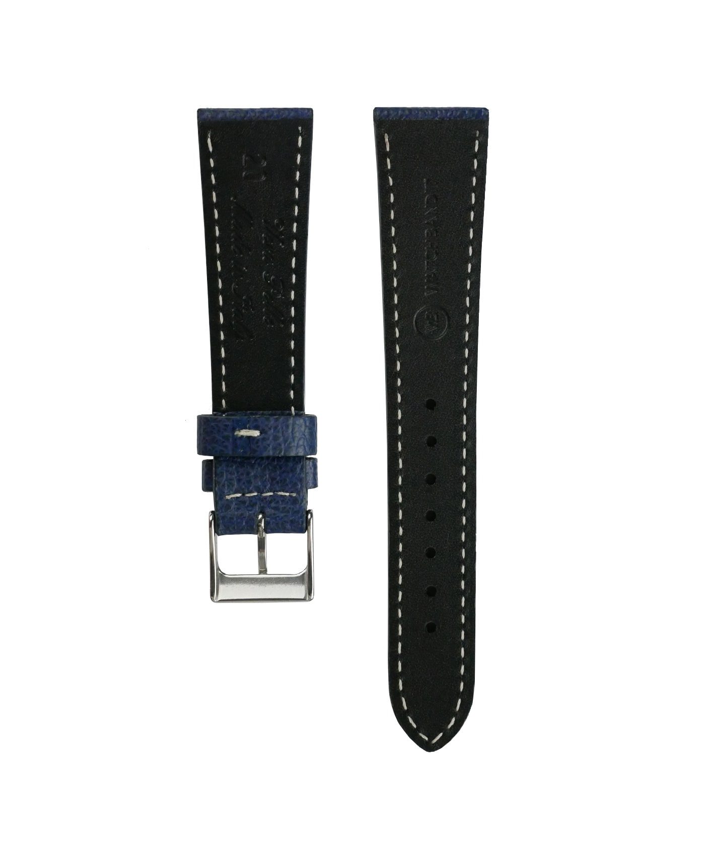 Textured calfskin leather watch strap night blue back watchbandit