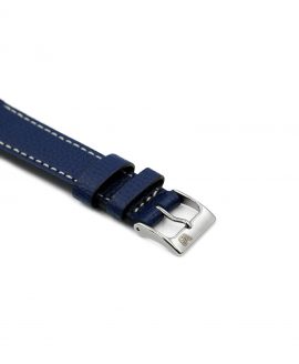 Textured calfskin leather watch strap night blue side watchbandit