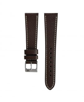 Textured calfskin leather watch strap dark brown front watchbandit