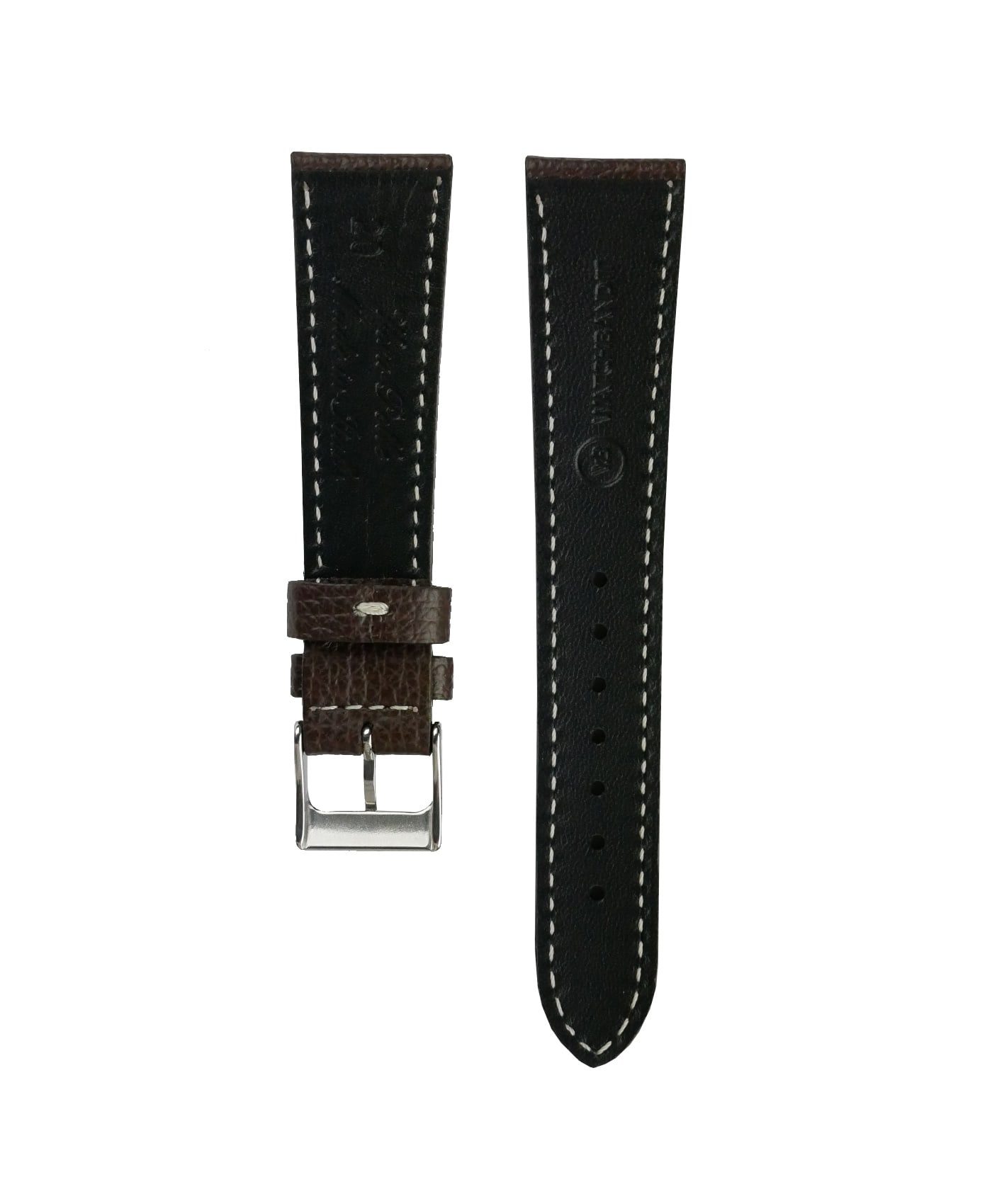 Textured calfskin leather watch strap dark brown back watchbandit