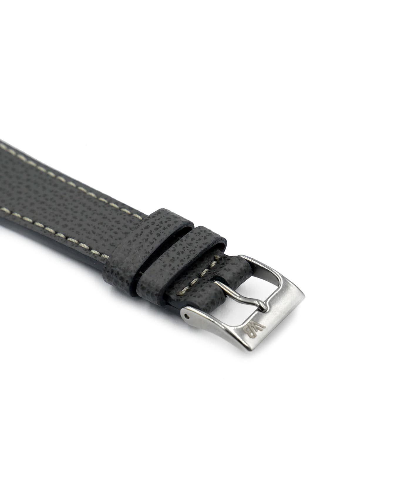 Textured watch leather strap dark grey side watchbandit