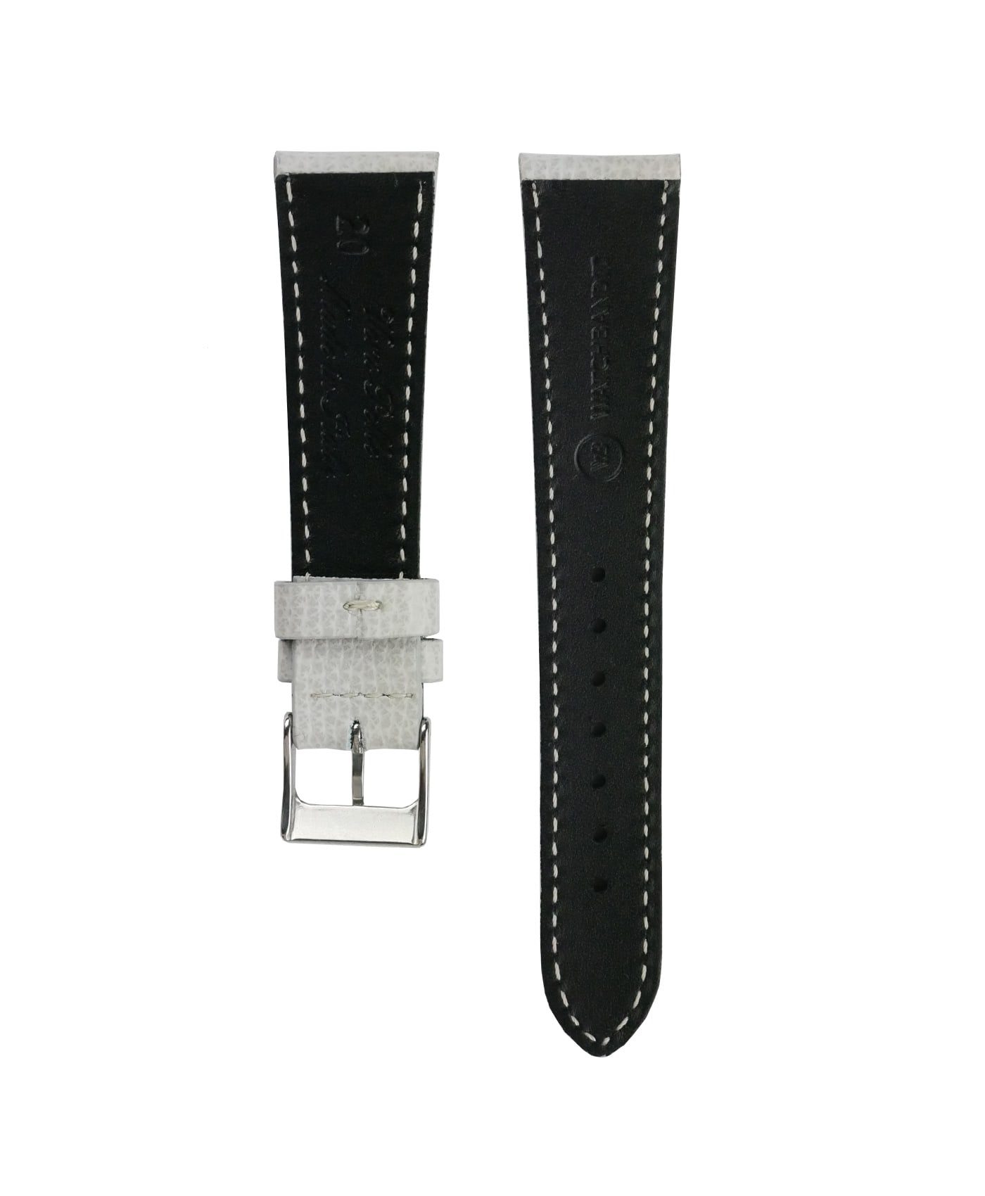 Textured calfskin leather watch strap light grey back watchbandit