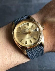 Rolex Day-Date an dunkelgrauen Perlon-Armband von WB Original