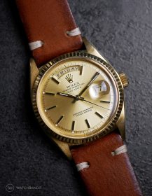 Rolex Day-Date an braunen Vintage-Lederarmband von WB Original