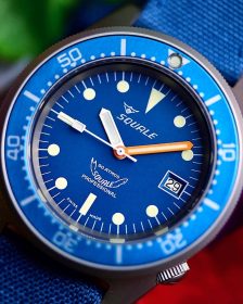 Squale 1521 Series 026 A Sandblasted Ocea Watchbandit blue canvas strap