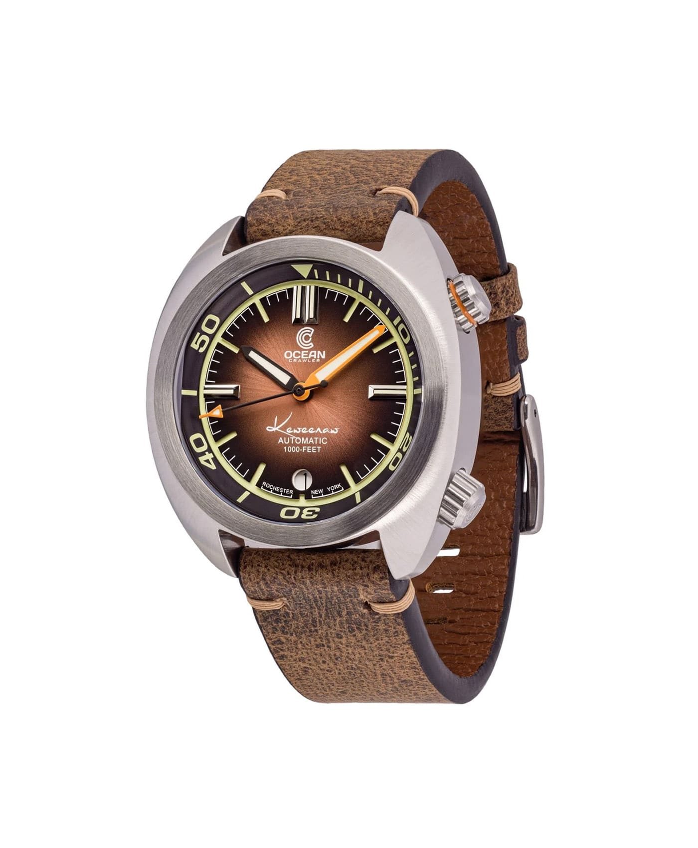 Ocean Crawler Great Lakes Diver Gradient Brown V2 leather strap