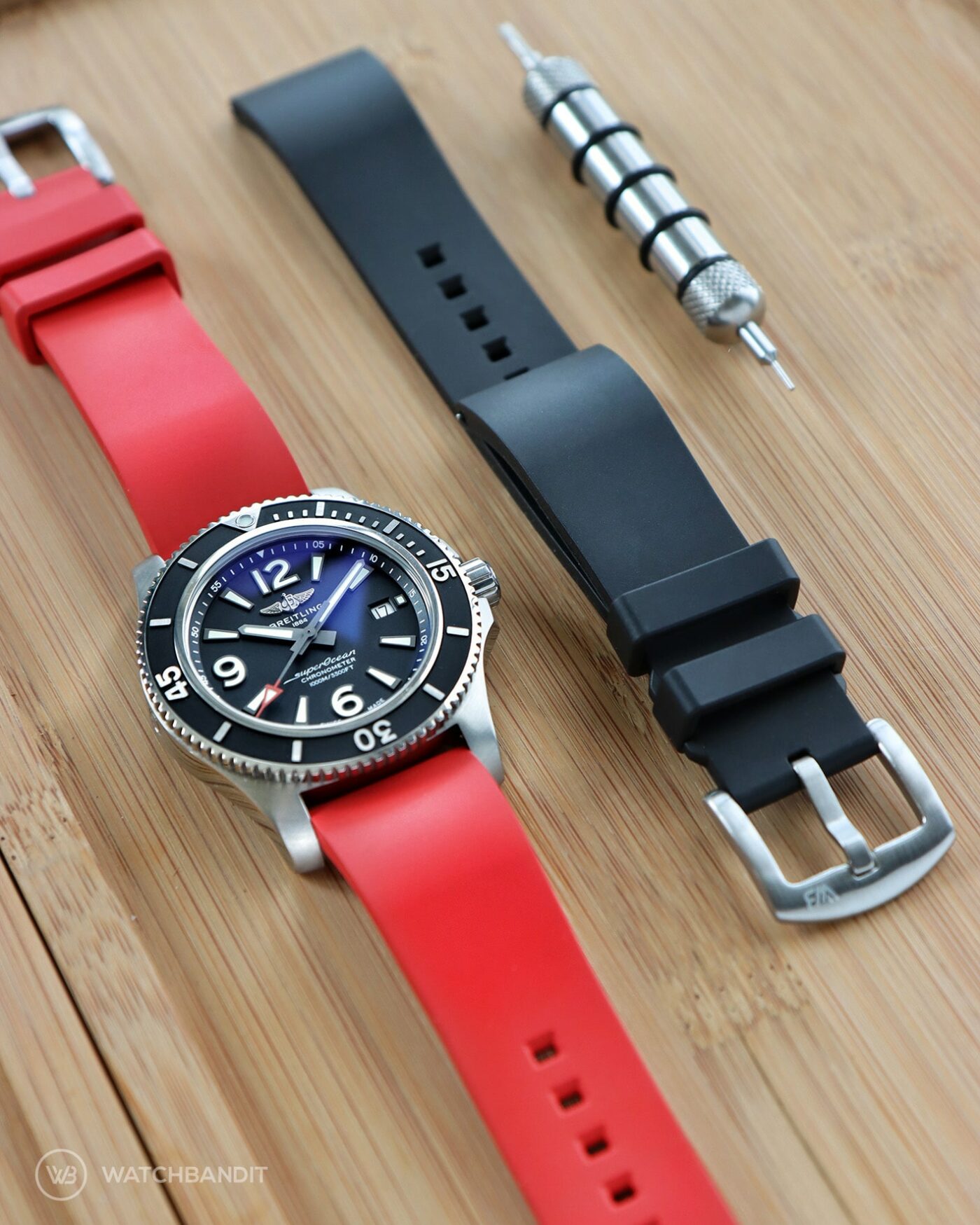 Breitling Superocean Red Classic Rubber strap -min