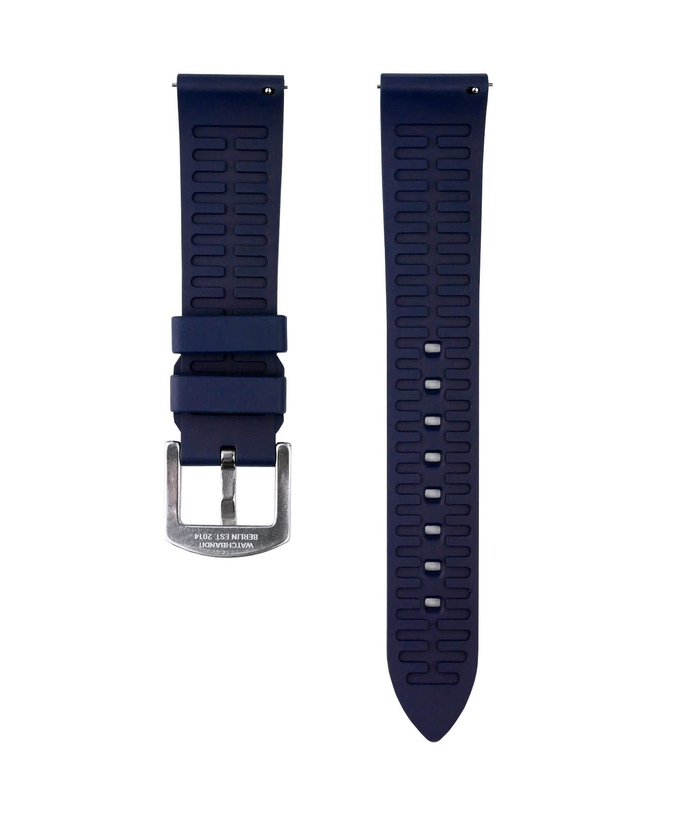 Classic plain Rubber watch strap_Blue_back