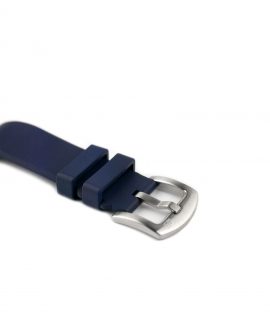 Classic plain Rubber watch strap_Blue_buckle