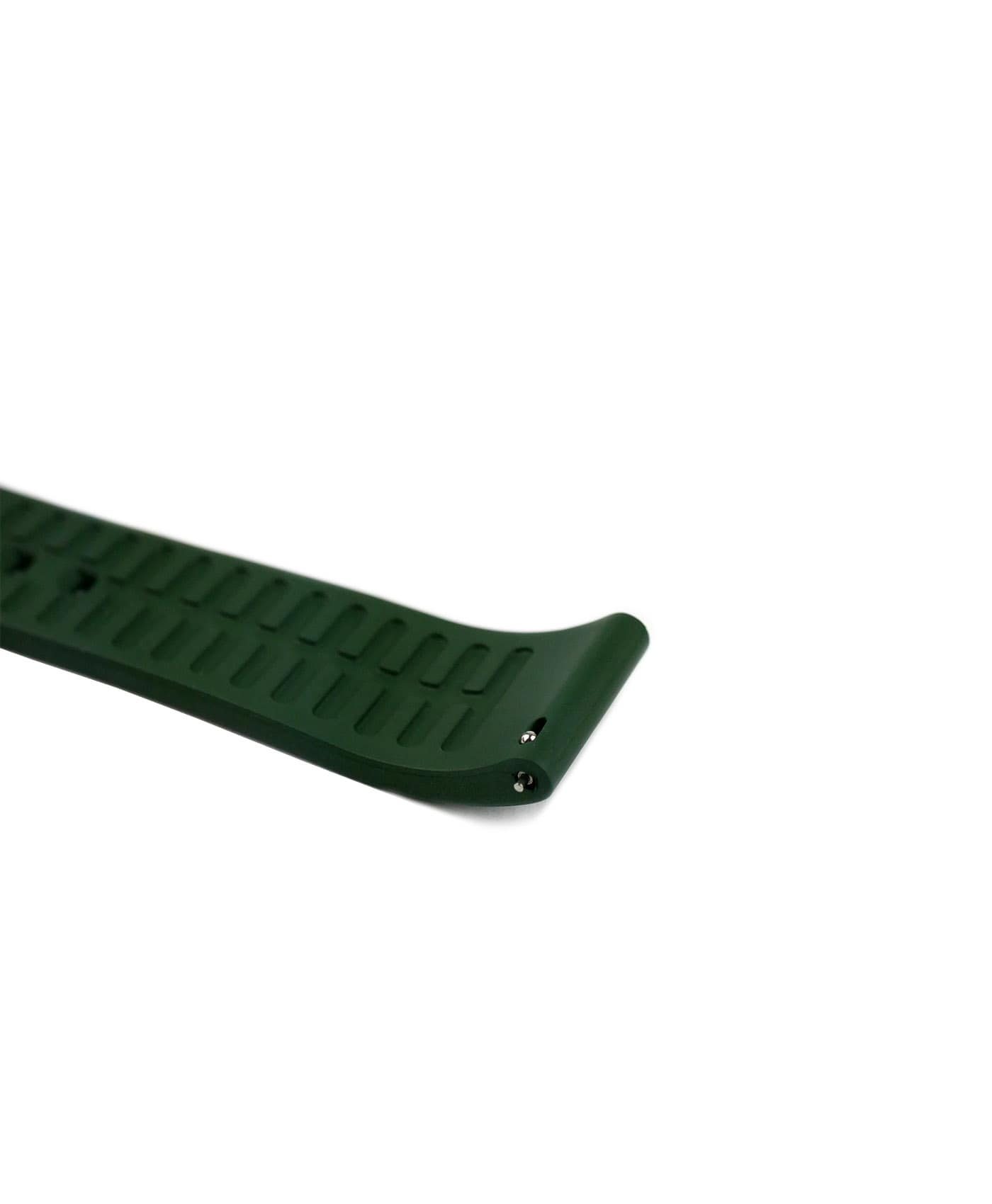 Classic plain Rubber watch strap_Green_side curved