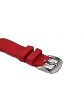 Classic plain Rubber watch strap_Red_Buckle