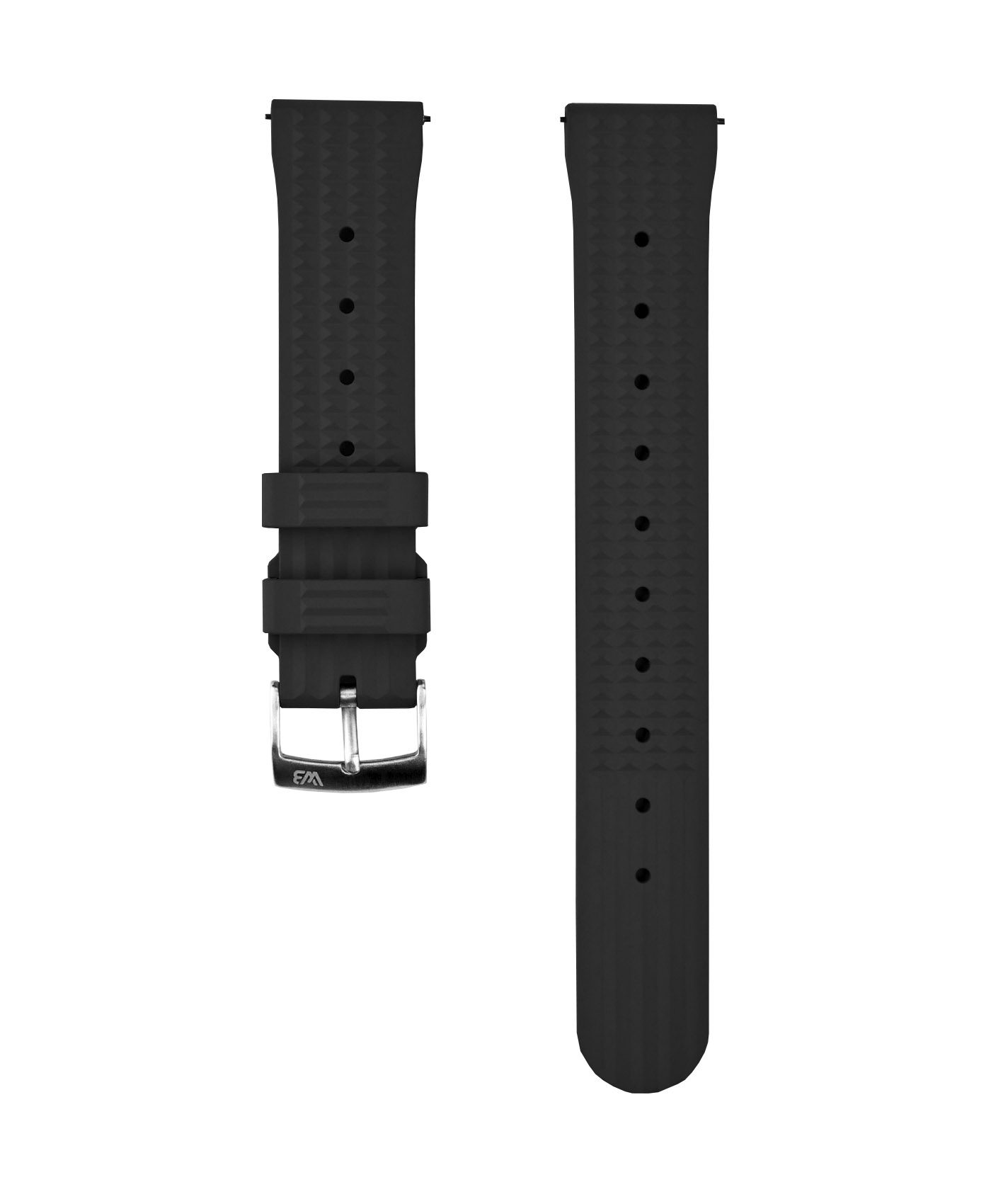 Waffle Rubber watch strap_Black_Front