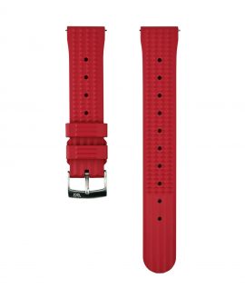 Waffle Rubber watch strap_Red_Front