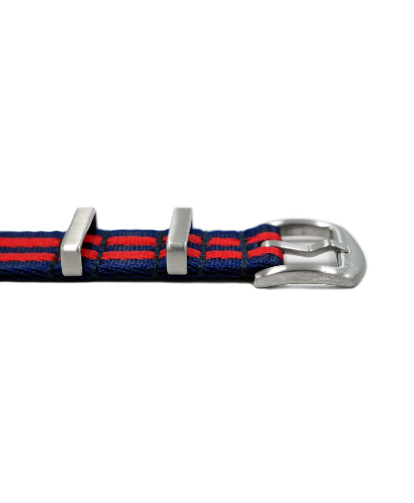 Premium_Nato-straps brushed_red blue striped_buckle