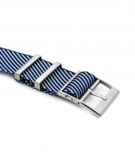Adjustable dark blue-white Nato-straps buckle