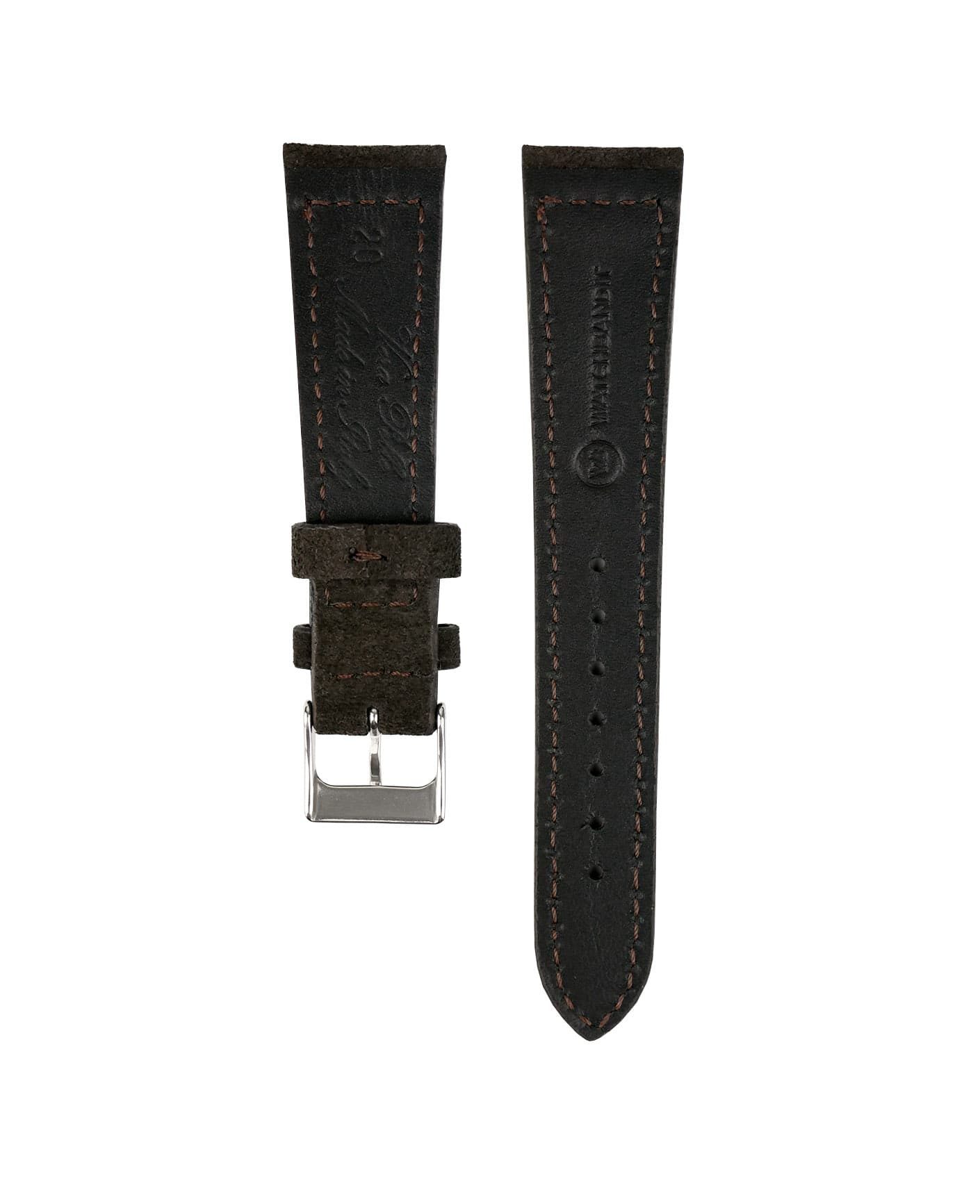 Suede leather strap with side seam_dark brown_back