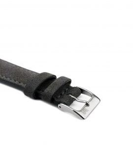 Suede leather strap with side seam_grey_side buckle