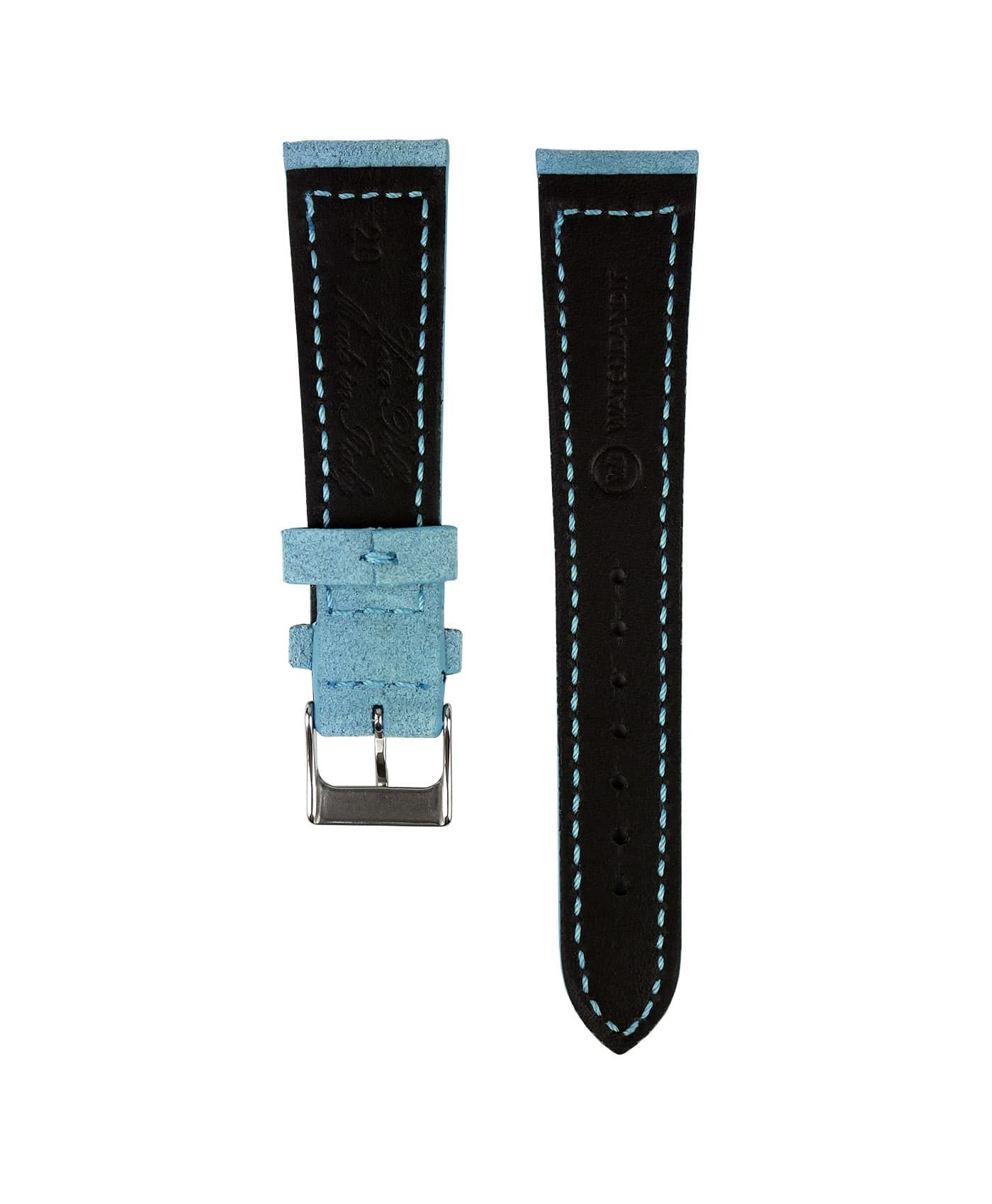 Suede leather strap with side seam_light blue_back