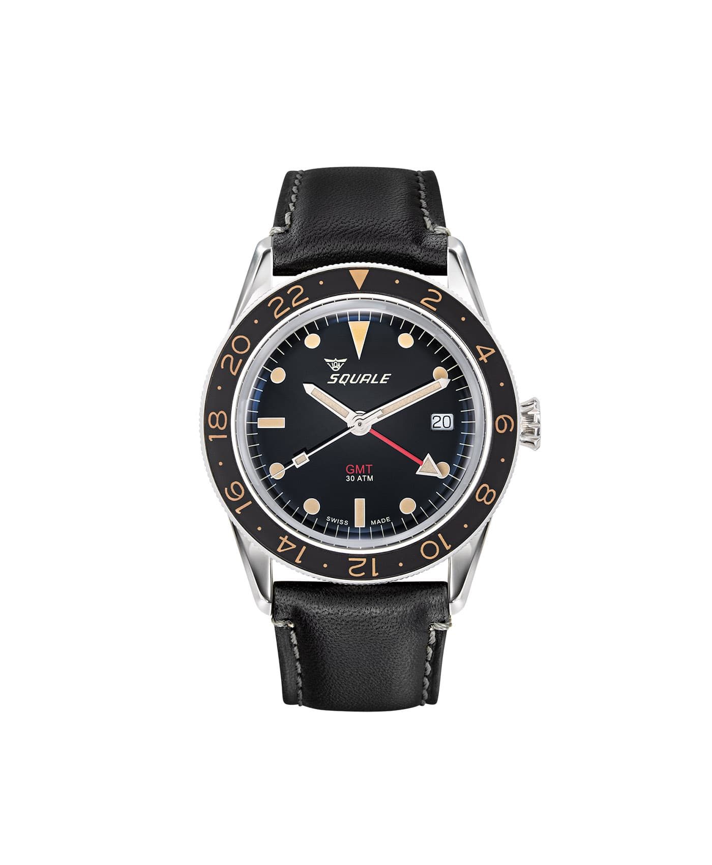 Squale SUB-39 GMT black dial front