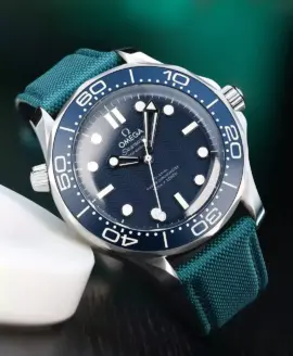 Omega-Seamaster-Blue-Petrol-Sailcloth-Strap-2