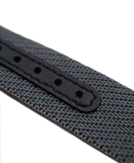 Premium Adjustable Single-Pass Nato Strap_Grey_leather reinforced_macro