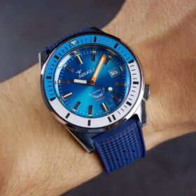Squale - Matic - Light Blue - Blue Tropical Style rubber strap