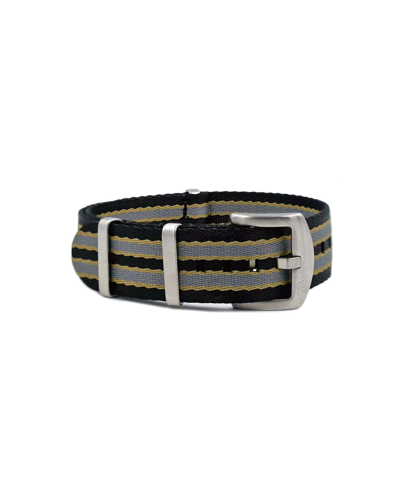 Bond NATO strap-striped_black_grey_beige strap-Front