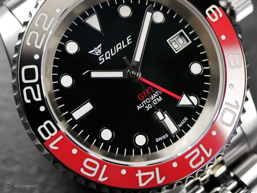 Squale GMT 30 ATM-dial close up
