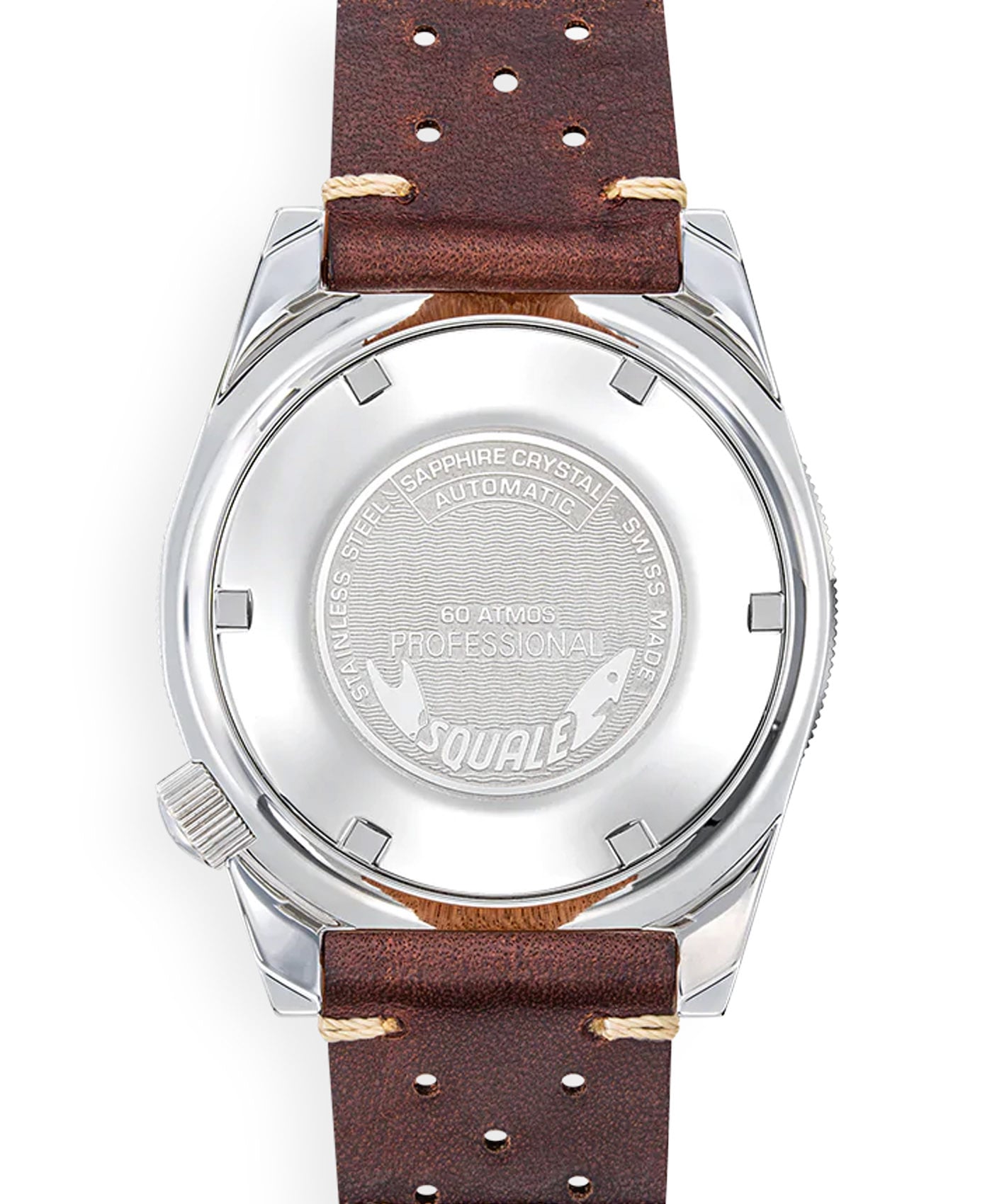 Squale - Matic - Brown - 60 ATM - Leather-case back-min