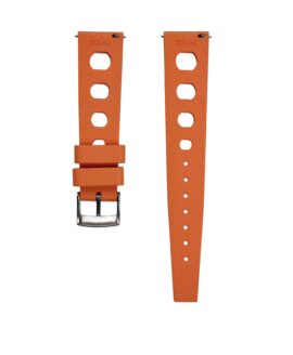 Vintage Style Rubber Watch Strap - Orange_back-min