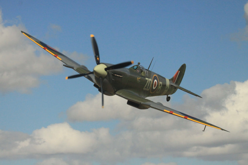 RAF Supermarine Spitfire in cloudy sky