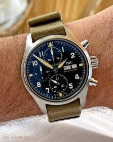 IWC Spitfire paired with Premium NATO Strap Beige - Brushed | WB Original
