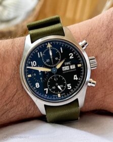 IWC Spitfire paired with Premium NATO Strap Green - Brushed | WB Original