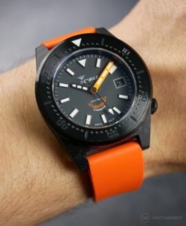 Squale Forged Carbon Orange paired with a Classic Style Rubber Watch Strap Orange by WB Original
