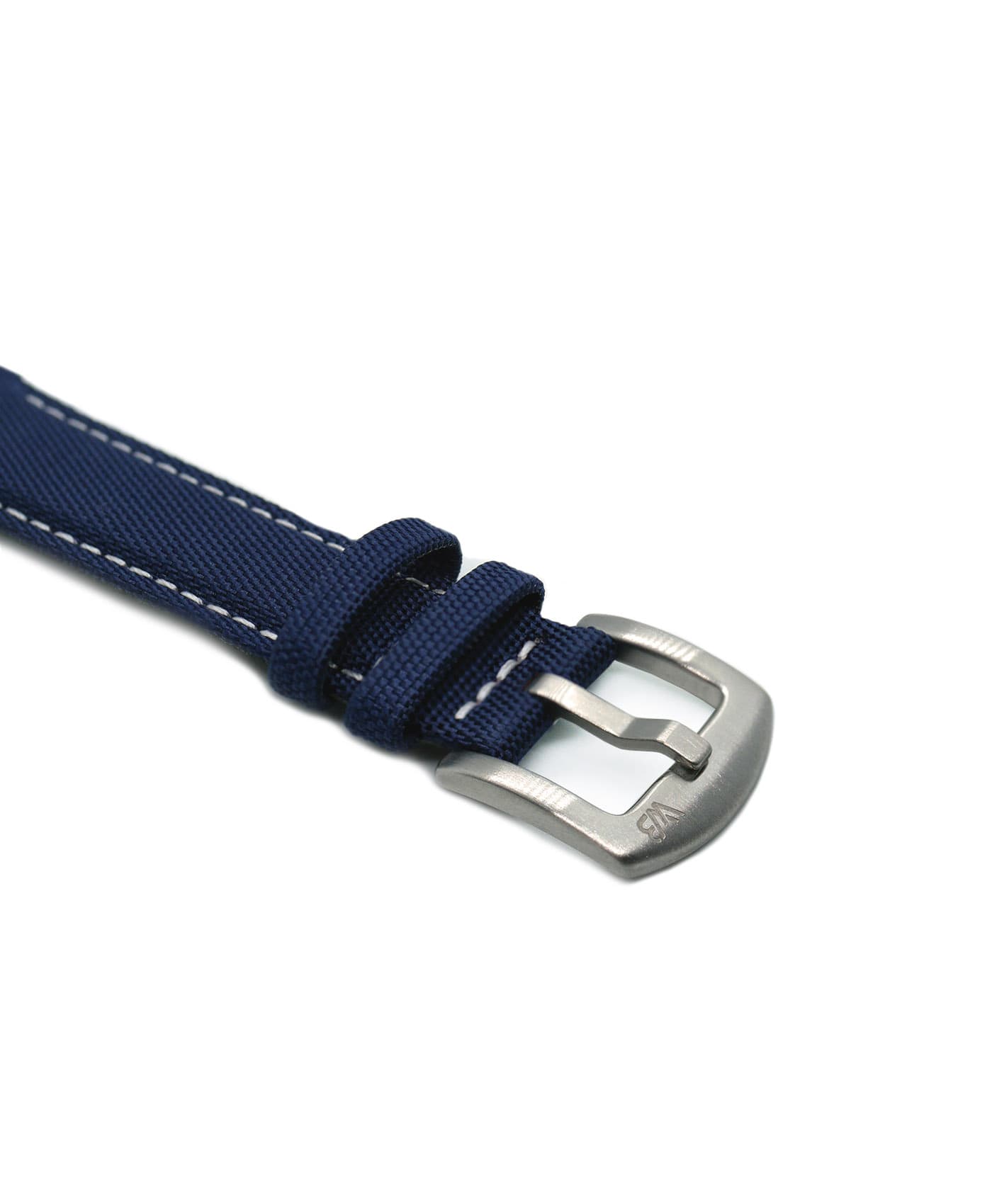 Premium Sailcloth Watch Strap-Blue-White-Stitches_side buckle-min